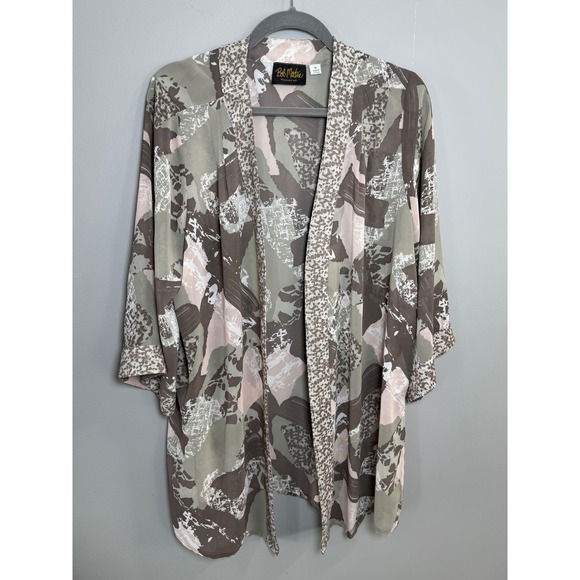 Bob Mackie Sweaters - Bob Mackie Wearable Art Womens XL Abstract Animal Print Kimono Cardigan Green XL